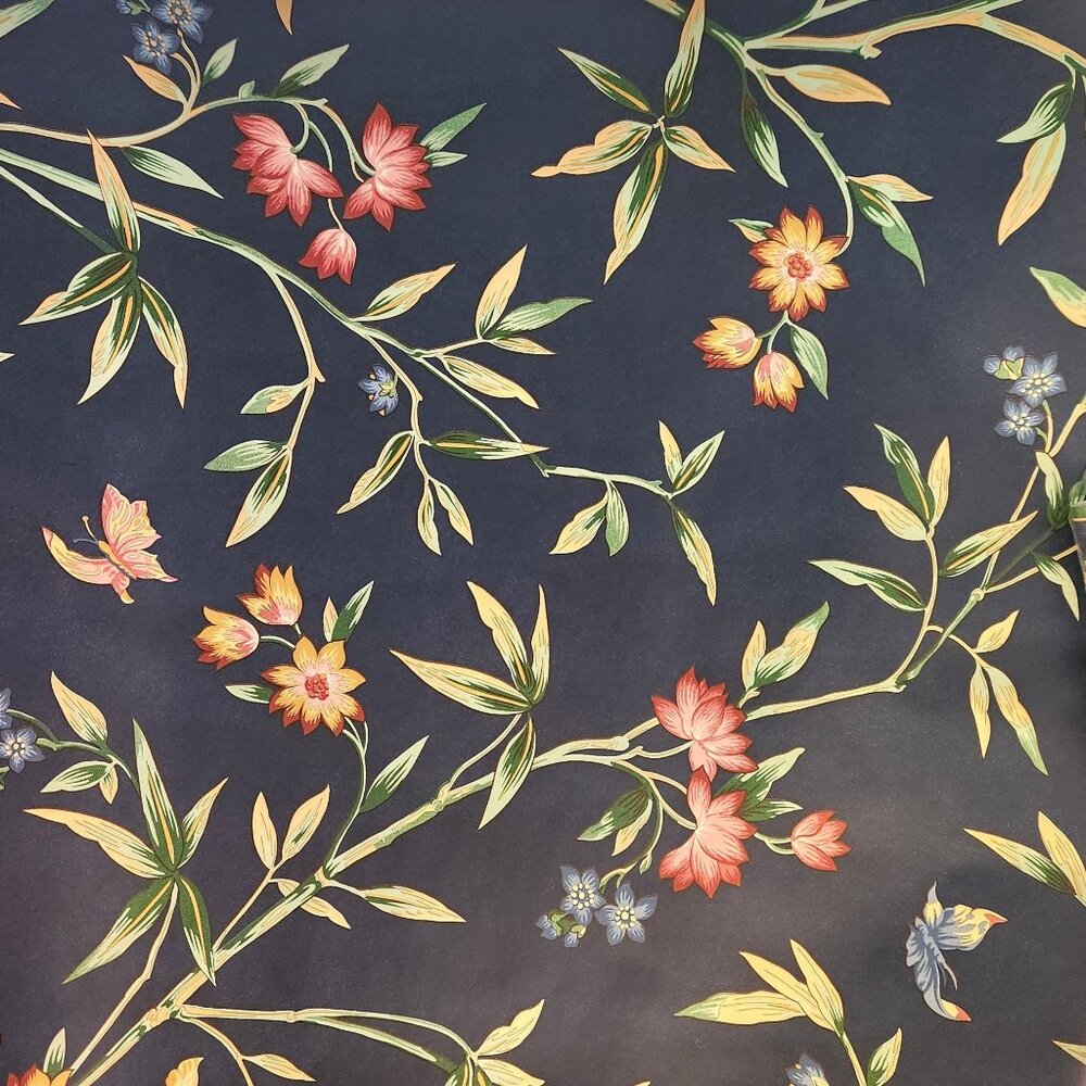 Vintage Waverly Wallpaper Roll 60.75 Sq Ft Floral‎ Butterfly Botanical Print